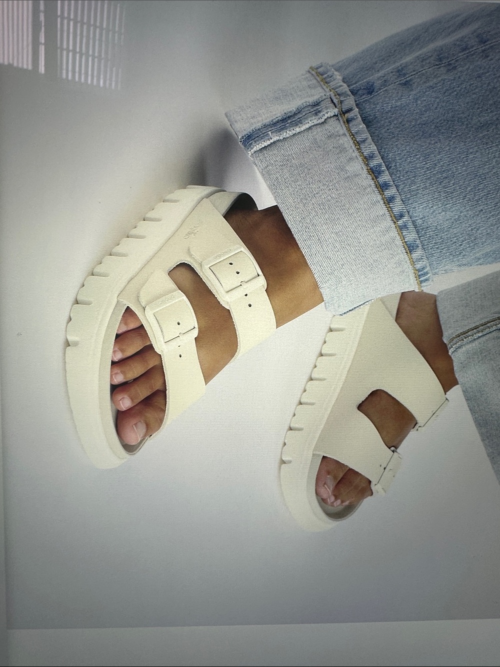 Birkenstock Arizona Chunky Eggshell Leather Sandal - Picture 2 of 7